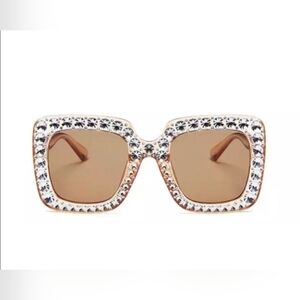 Kamkam Rhinestone Oversized Square Sunglasses